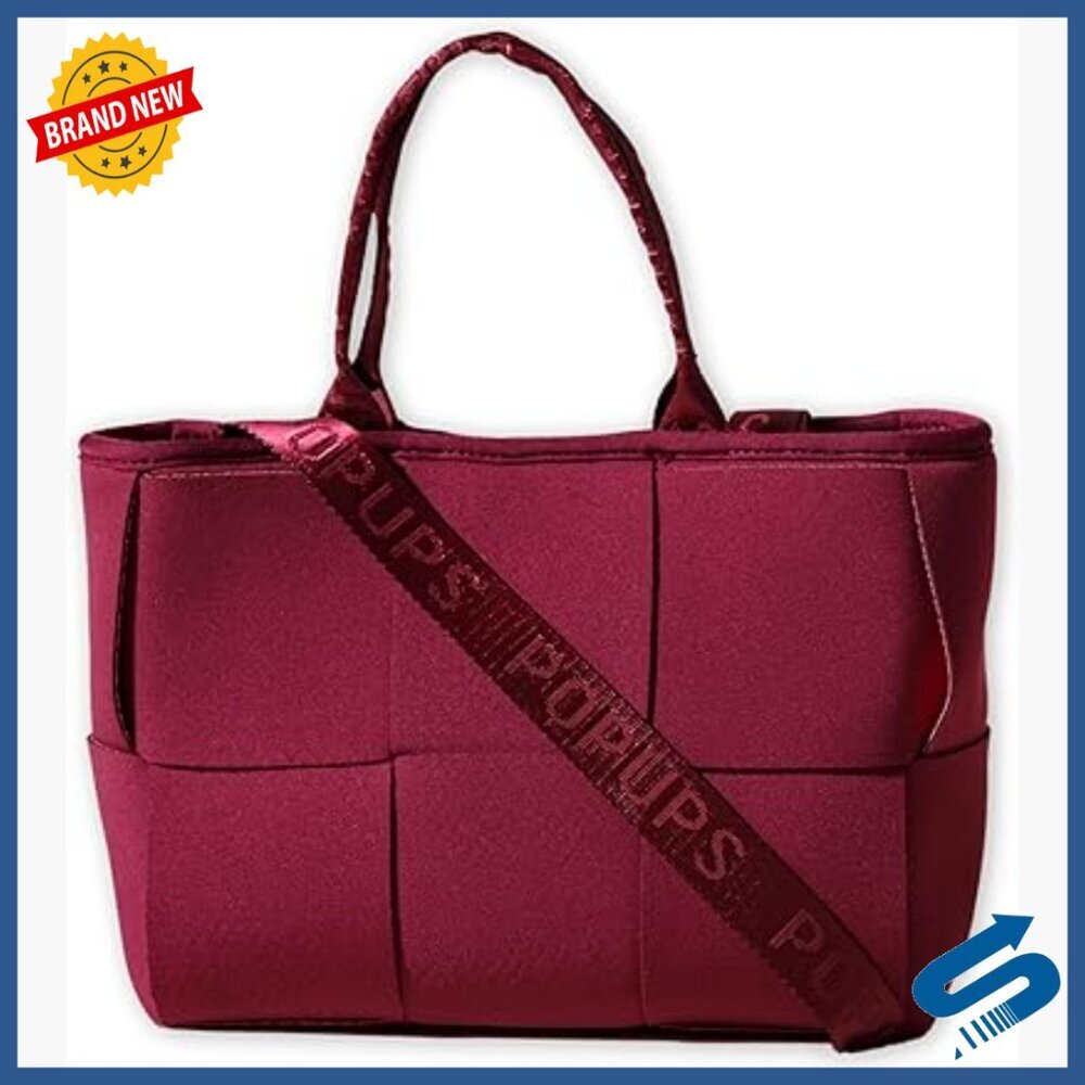 Neoprene Mini Tote Bag with Crossbody Strap, Spacious Lightweight Purse